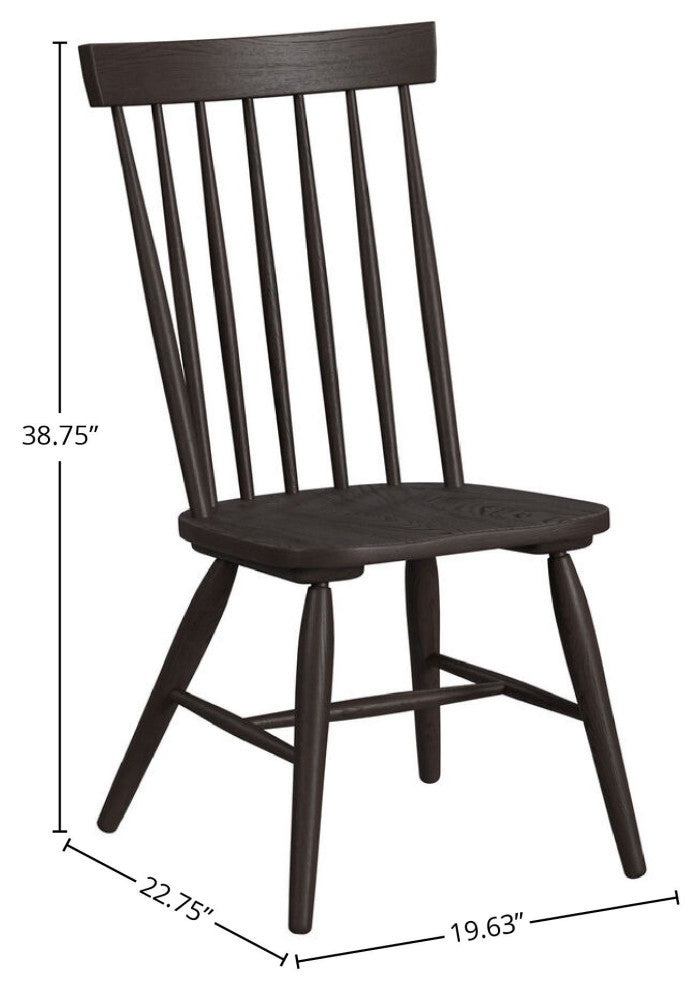 Windsor Solid Ash Dining Chair, Black, Set of 2