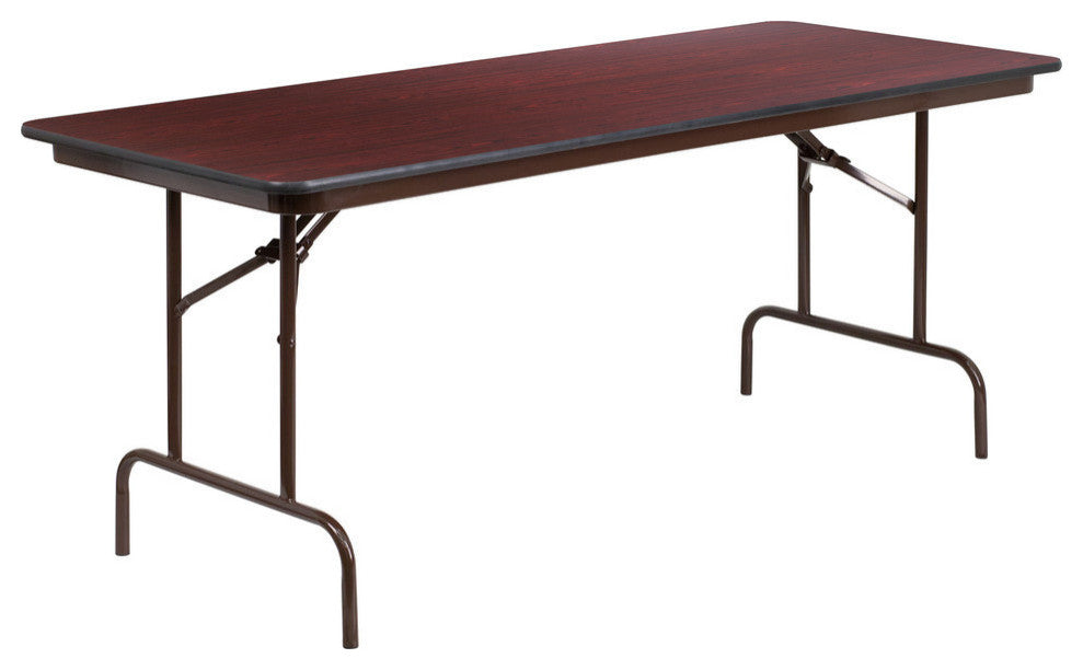 30"x72" Rectangular High Pressure Mahogany Laminate Folding Banquet Table