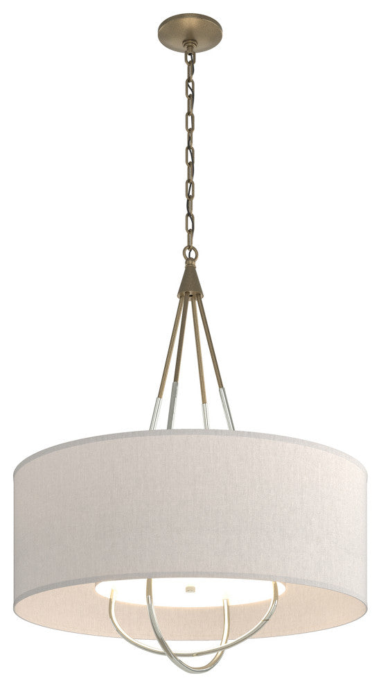 Loop Pendant, Soft Gold Finish, Sterling Accents, Flax Shade