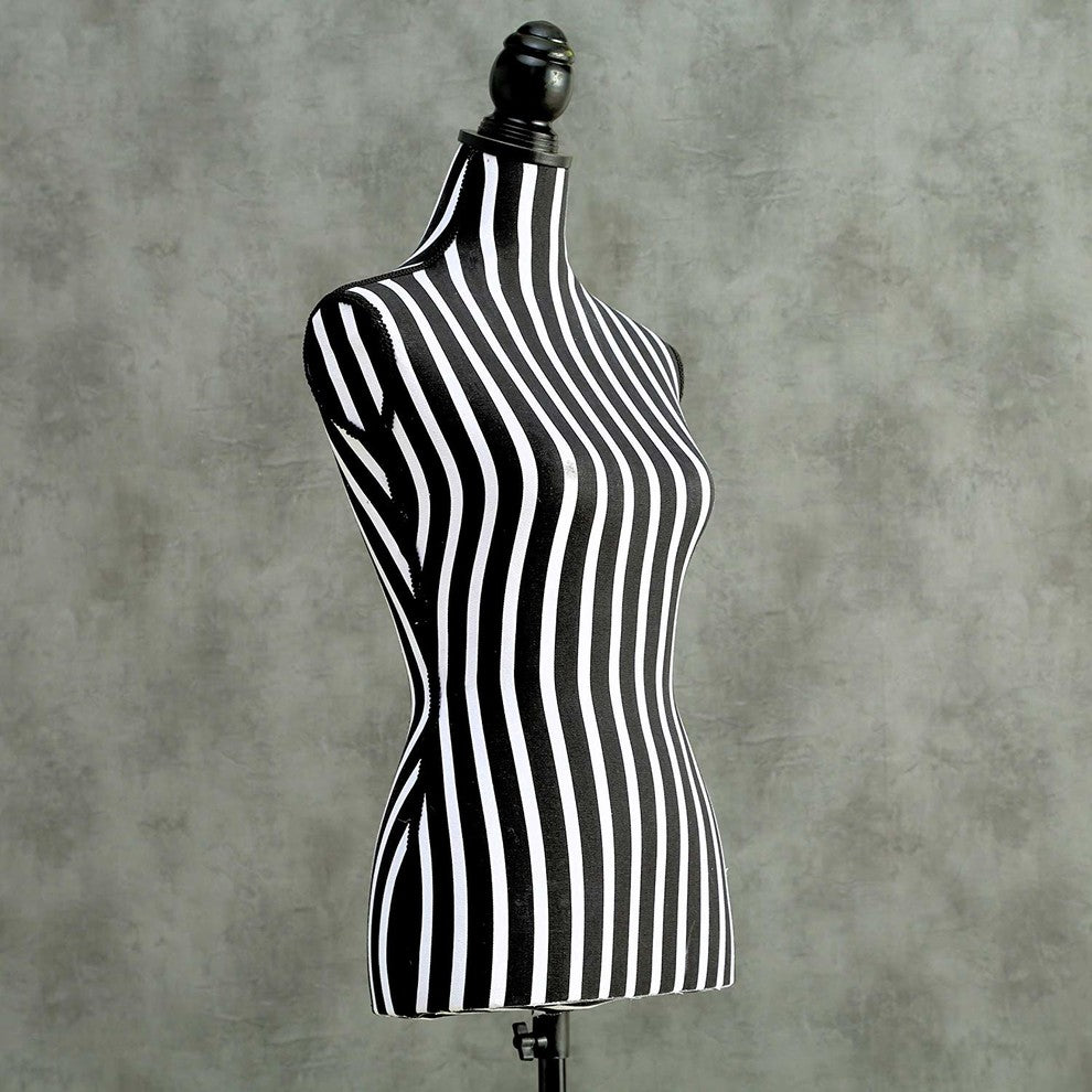 Black and White Stripes Adjustable Dress Form