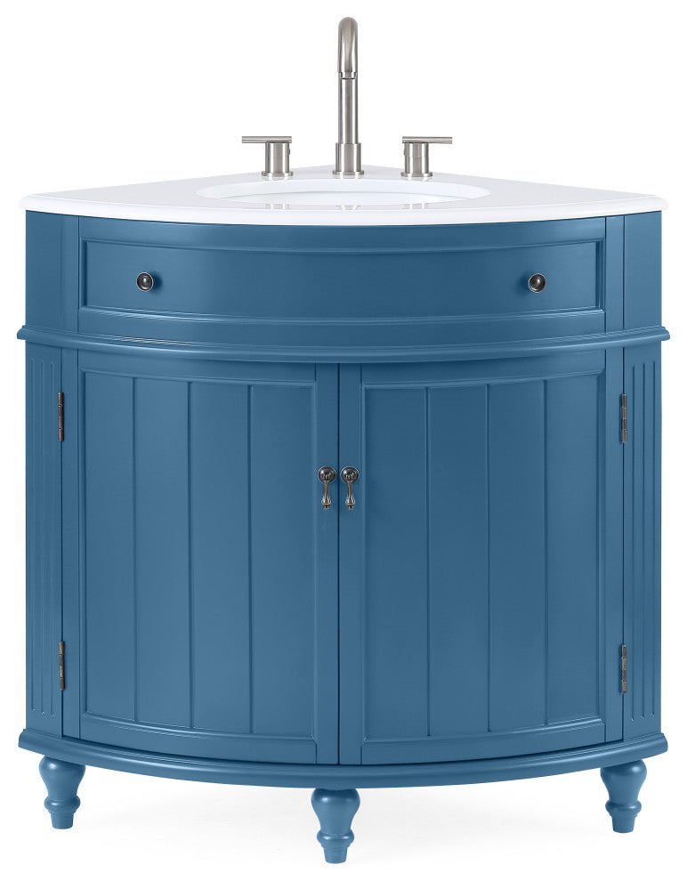 24" Triadsville Cottage Style Teal  Blue Bathroom Sink Vanity
