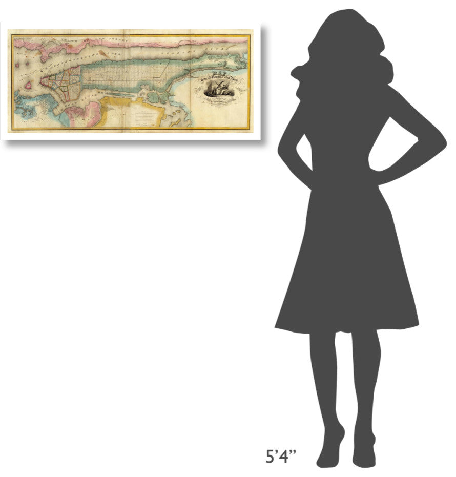 "New York City & County, 1832" Digital Paper Print by David H. Burr, 38"x17"