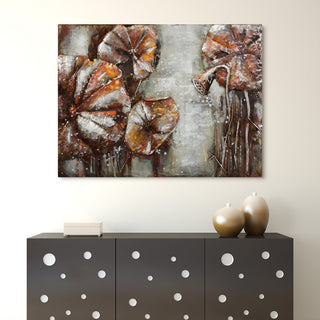 "Water Lilly Pads" Mixed Media Iron Hand Painted Dimensional Wall Art