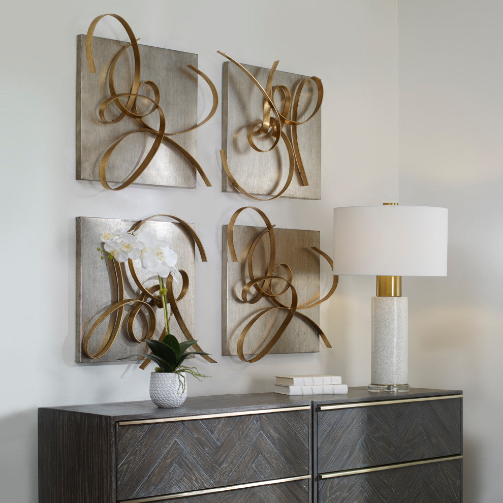 Uttermost Harmony Contemporary Metal Wall Art in Gold/Silver (Set of 2)