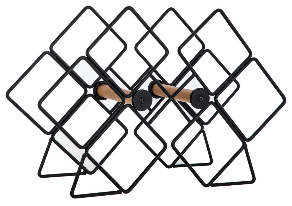 Home Zone Living Wine Rack for Countertop, Holds up to 6-Bottles, Black