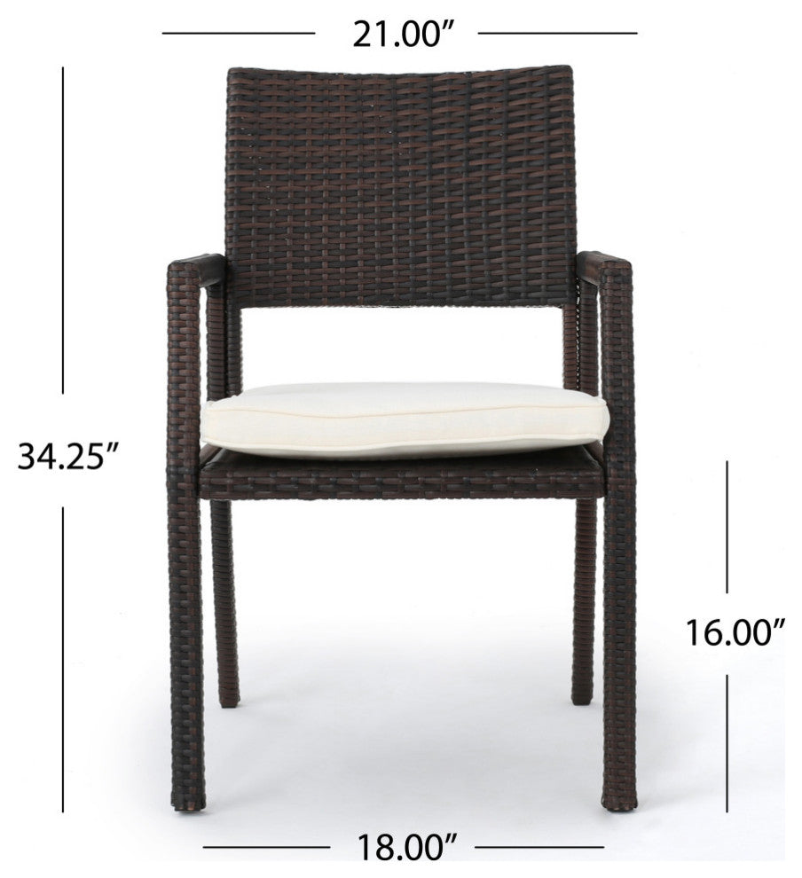 GDF Studio 7-Piece Edene Outdoor Wicker Rectangular Dining Set