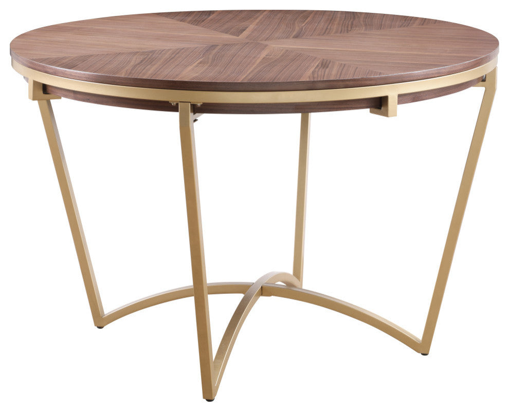 Eleanor Rich Walnut Veneer Coffee Table, Gold Base