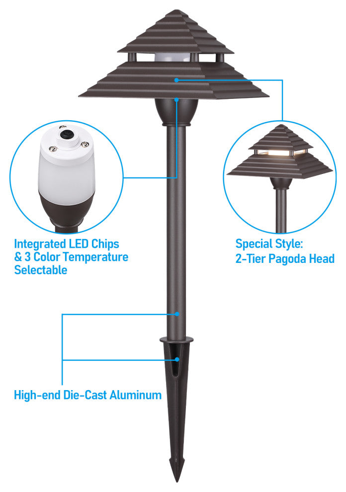 6 Pack 3CCT LED Pathway Lights, Low Voltage Landscape Lights, IP65, Aluminum
