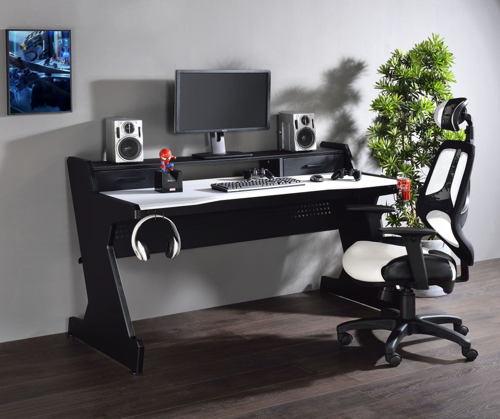Acme Bigga Gaming Table Black and White Finish