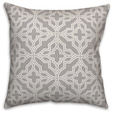 Gray Geo Quatrefoil 16x16 Throw Pillow