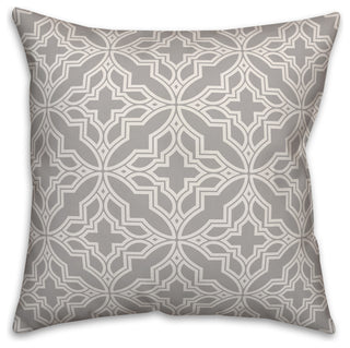 Gray Geo Quatrefoil 16x16 Throw Pillow