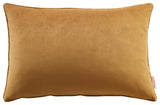 Enhance 24" Lumbar Performance Velvet Throw Pillow, Cognac