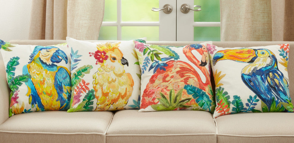 Throw Pillow With Toucan Design, Cover Only