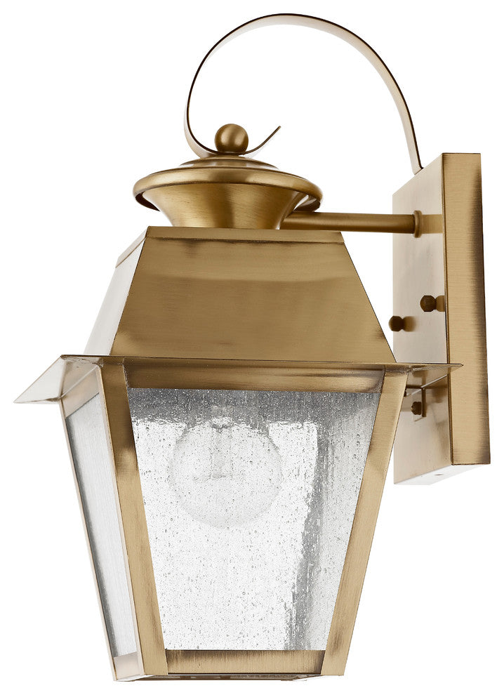 Mansfield Outdoor Wall Lantern, Antique Brass