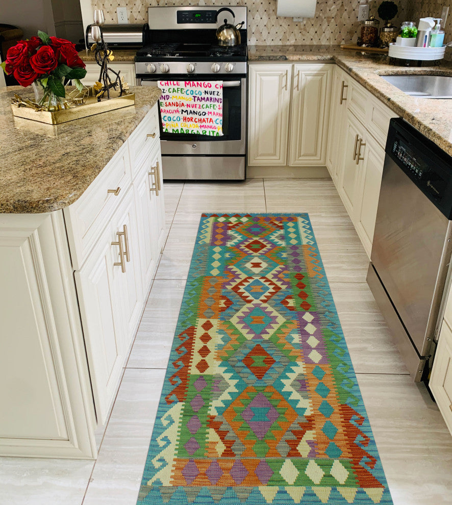 Sangat Kilim Ardashir Blue/Purple Runner, 2'9x9'5