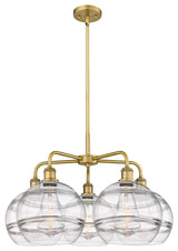 Ballston-Rochester 5-Light 28" Stem Chandelier, Brushed Brass, Clear