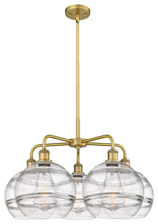 Ballston-Rochester 5-Light 28" Stem Chandelier, Brushed Brass, Clear