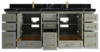 Boston 84 Double Sink Bath Vanity in Evergreen 2" Calacatta Black