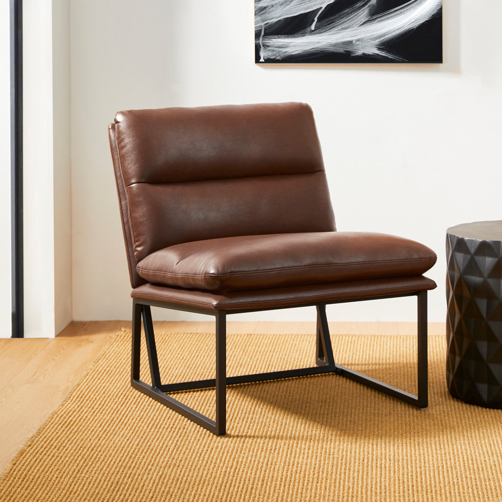 Set of 2 Modern Thick Leatherette Accent Chair, Coffee