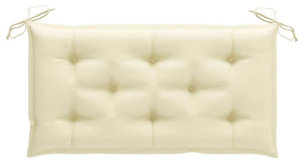 Vidaxl Garden Bench With Cream White Cushion 44.1" Solid Teak Wood
