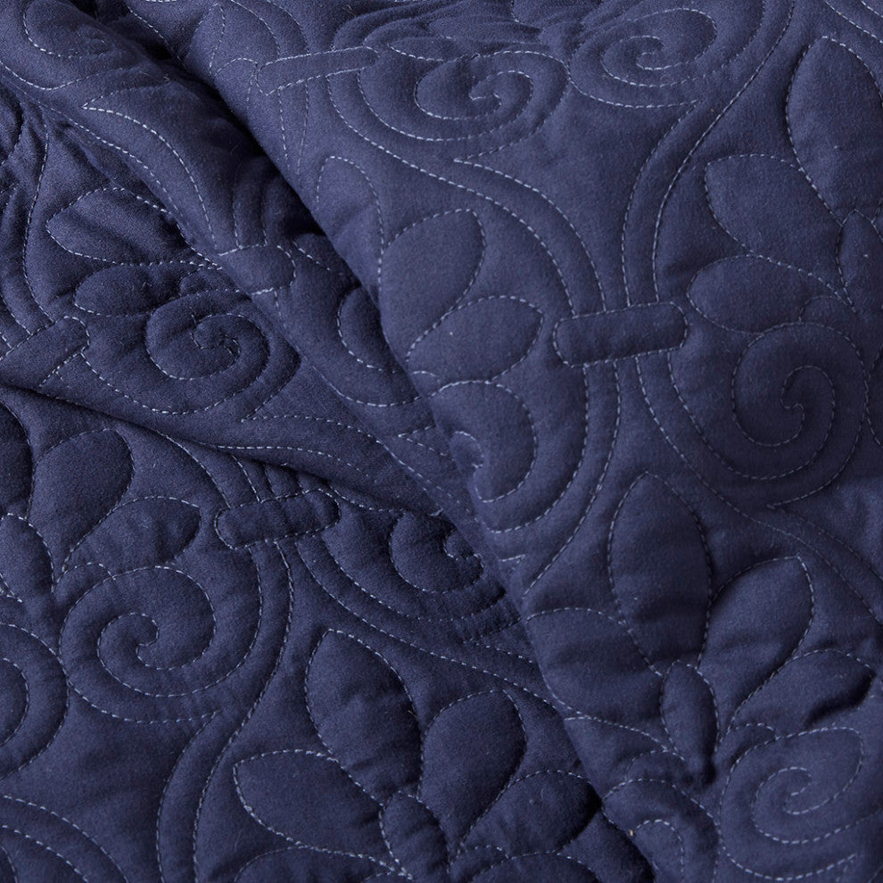 Madison Park Quebec 3 Piece Fitted Bedspread Set, Navy