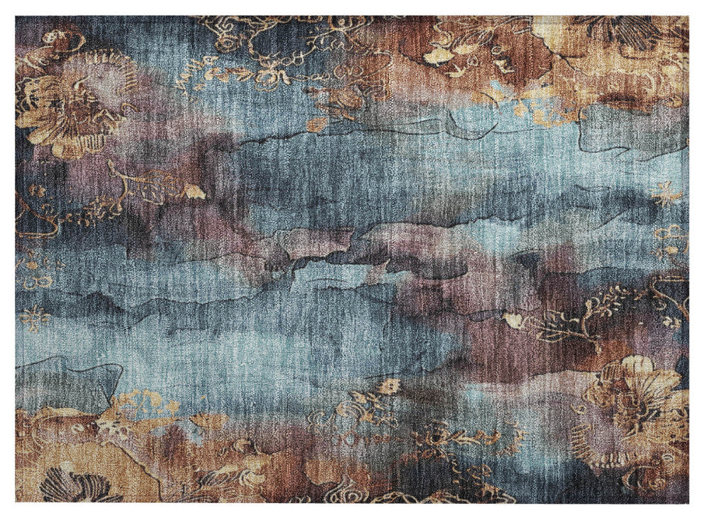 Machine Washable Indoor/Outdoor Chantille ACN1869 Blue 1'8" x 2'6" Rug