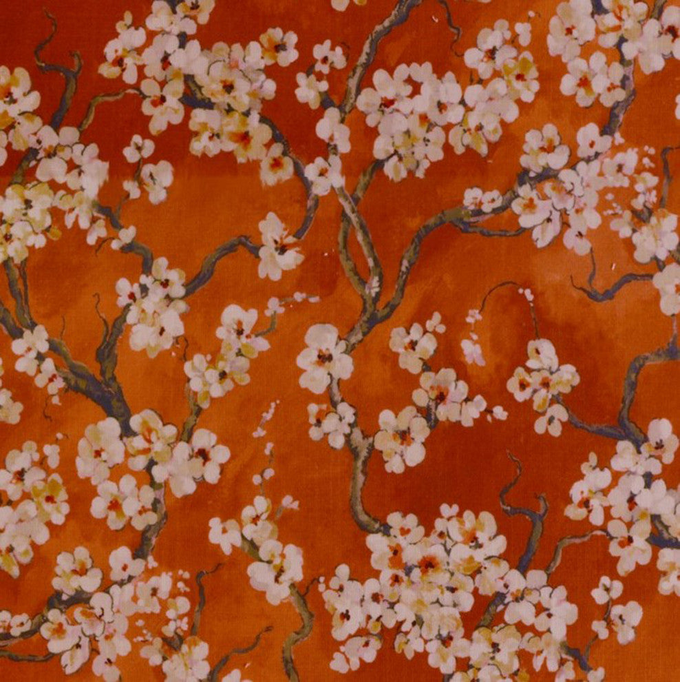 Persimmon Garden Cherry Blossoms Luxury Throw Pillow, Double sided 26"x26"