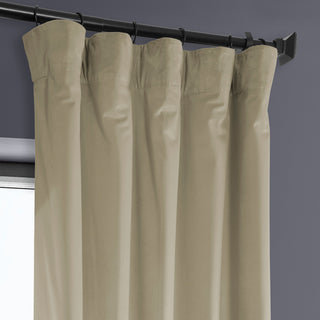 Heritage Plush Velvet Curtain Single Panel, Light Beige, 50"x108"