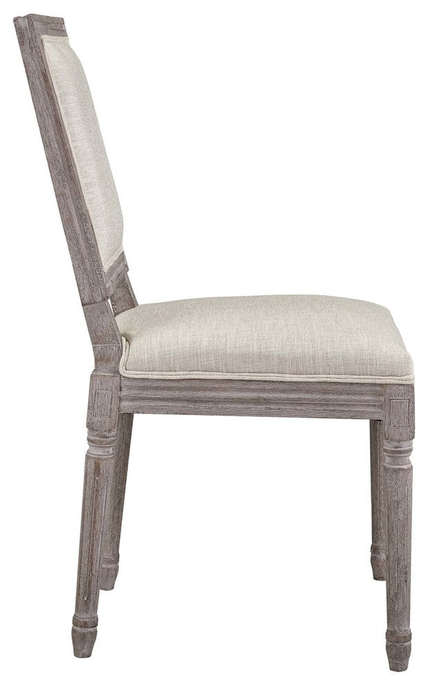 Court Dining Side Chairs Upholstered Fabric, Set of 2, Beige