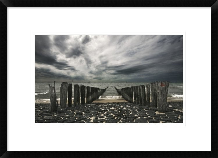"Sea Defense" Framed Digital Print by Leon, 24"x17"