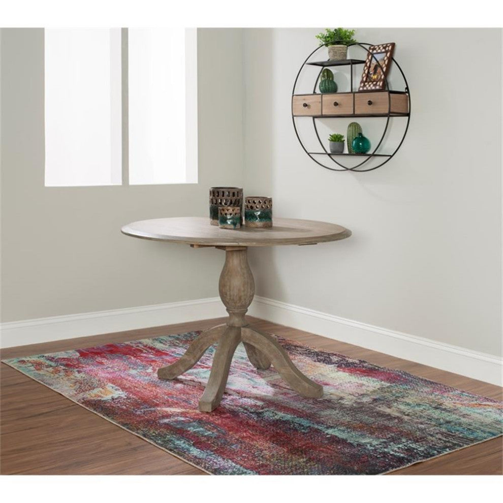 Bowery Hill Transitional Wood Drop Leaf Dining Table in Antique Rustic Brown