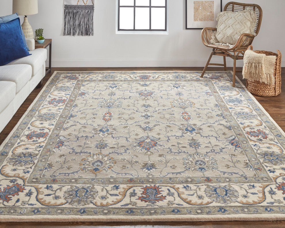 Weave & Wander Mattias Persian Warm Gray/Blue Rug, 5' X 8'