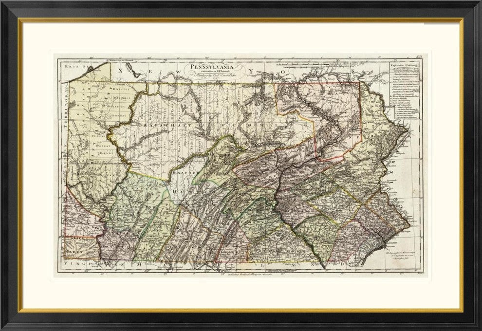 "Pennsylvania, 1797" Framed Digital Print by Daniel Friedrich Sotzmann, 46x32"