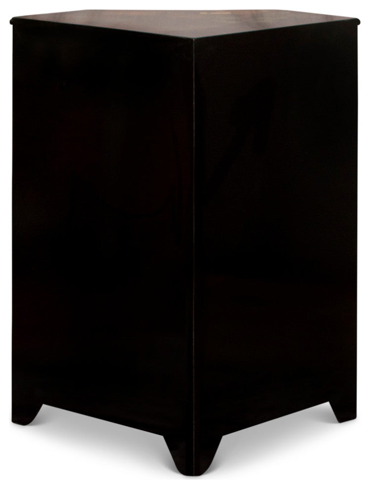 Black Lacquer Chinoiserie Landscape Oriental Corner Cabinet