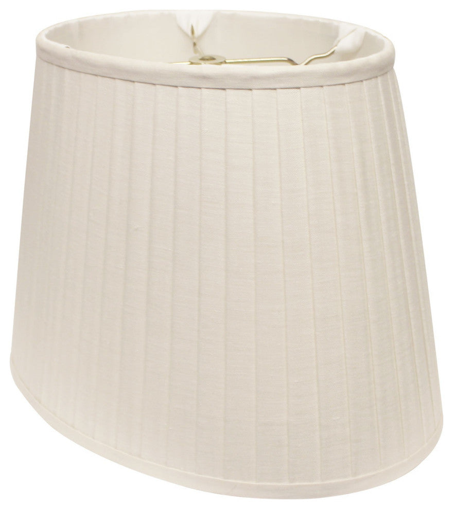 14" White Slanted Oval Paperback Linen Lampshade