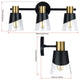 3 Lights Vanity Wall Lightfixture Black and Gold Glass Wall Lighting