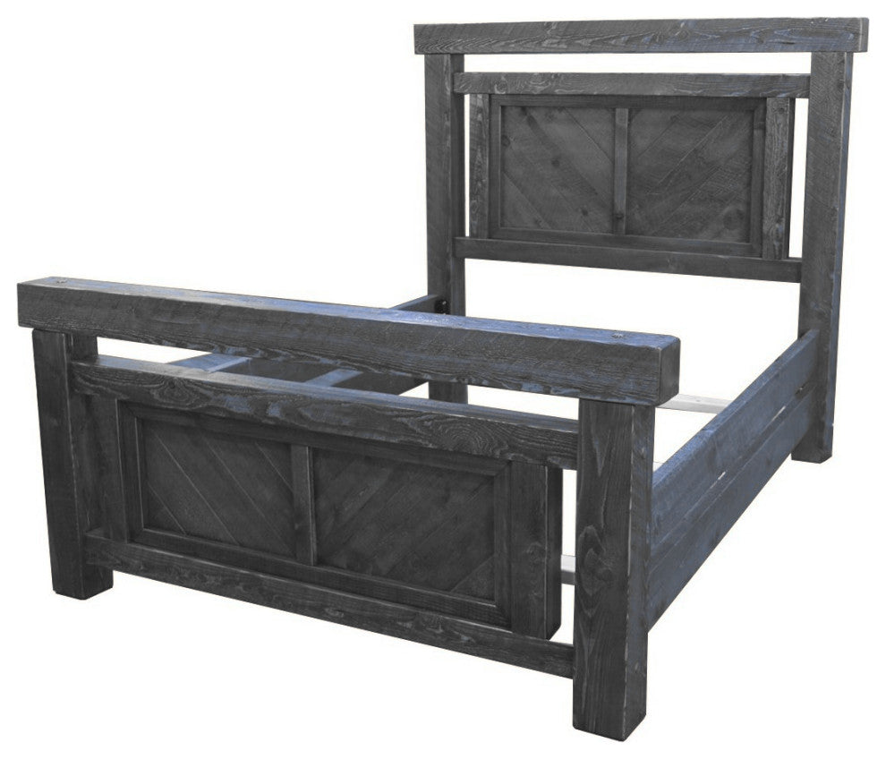 Barnwood Style Timber Peg Panel Bed, Smokey Gray, Full