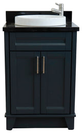 25" Single Sink Vanity, Dark Gray Finish With Black Galaxy Granite