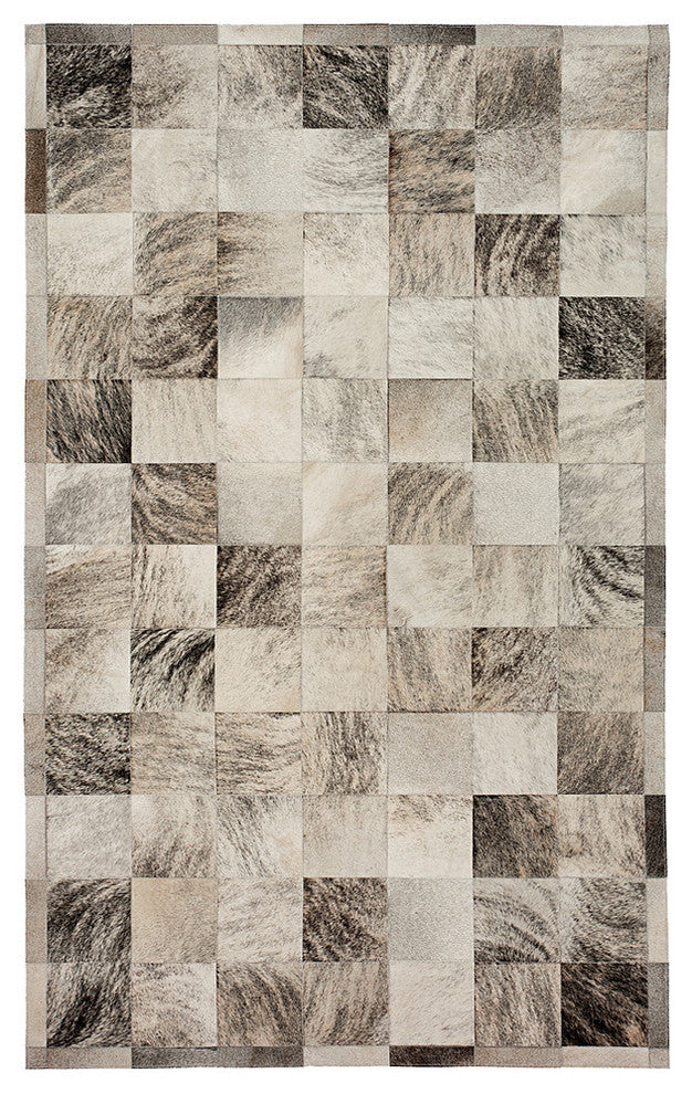 Cowhide Patchwork Rug, Ares, Slate, 6'x9'