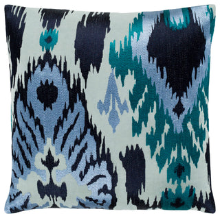 Ara Pillow, Navy/Sky Blue, 20"x20", Down Insert
