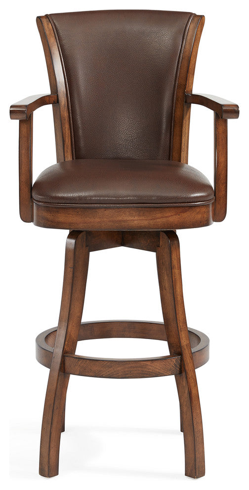 Raleigh Arm Swivel Wood Stool, Chestnut, Kahlua, Counter Height