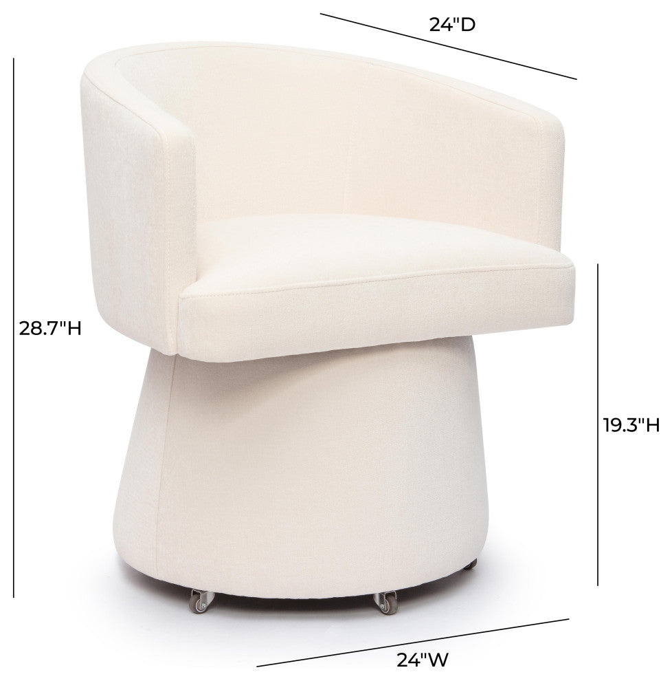 Kristen Rolling Desk Chair, Cream