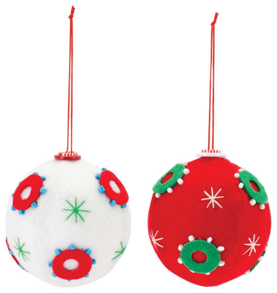Whimsical Fabric Ball Ornament, 12-Piece Set