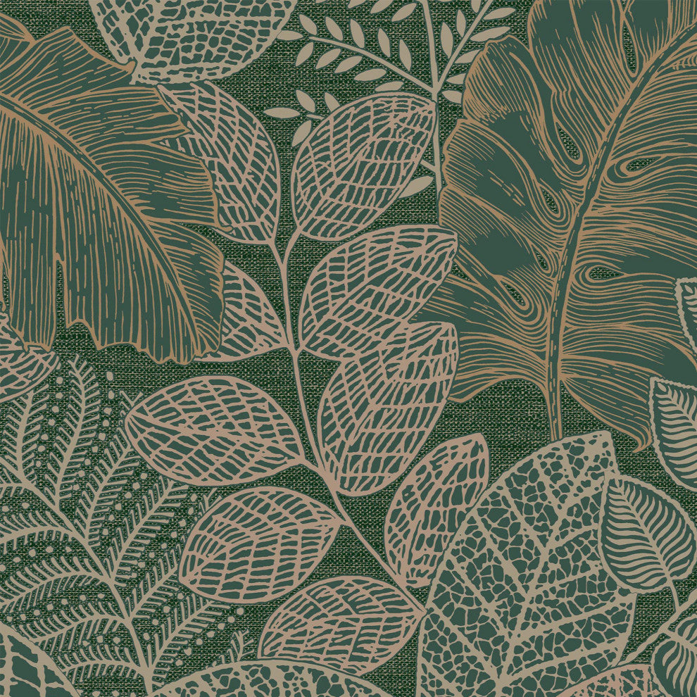 Superfresco Easy Scattered Leaves Wallpaper, Forest Green