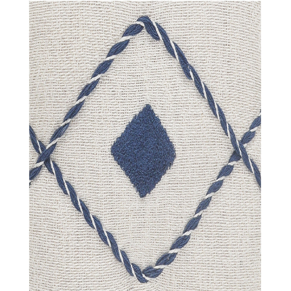 Coastal Edge Geometric Diamond Throw Pillow, Blue/White, 20" X 20", Cover Only