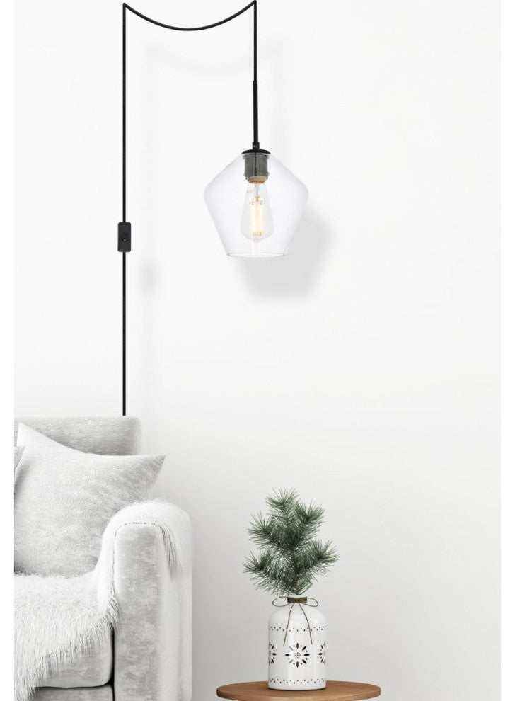 Living District Gene 1-Light Plug-In Pendant Black