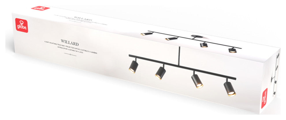 Willard 4-Light Matte Black Adjustable Height Track Lighting