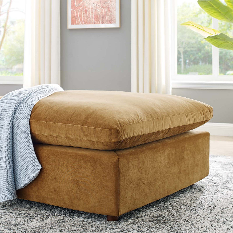 Accent Chair Ottoman, Velvet, Brown, Modern, Living Lounge Hotel Hospitality