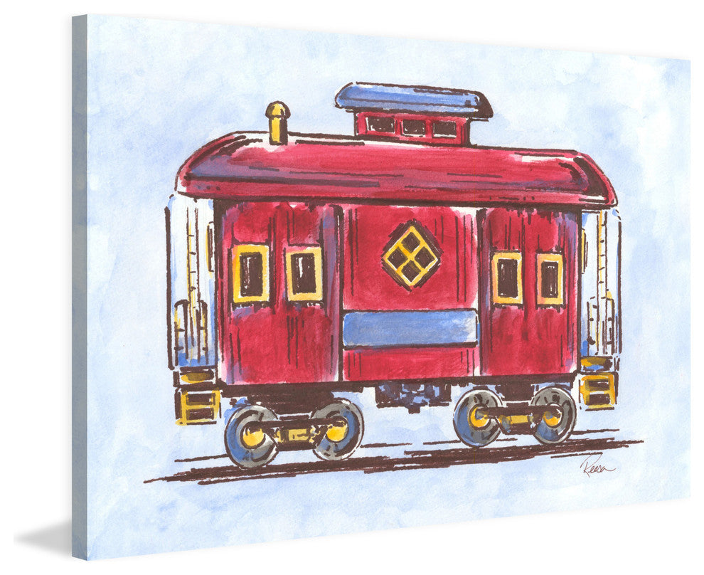 Marmont Hill, "Red Train" by Reesa Qualia Painting on Wrapped Canvas, 45x30