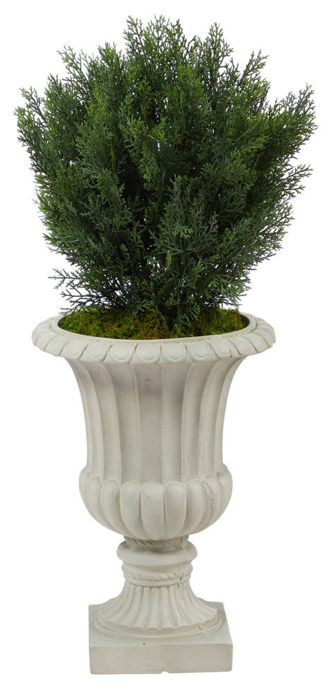 39" Cedar Artificial Tree, Sand Finished Urn, Indoor/Outdoor